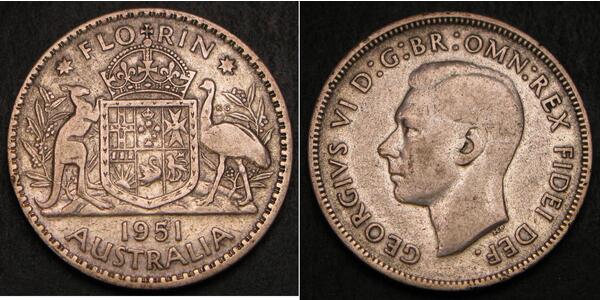 1 Florin Australien (1939 - ) Silber Georg VI (1895-1952)