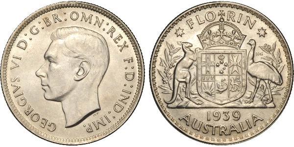 1 Florin Australien (1939 - ) Silber Georg VI (1895-1952)