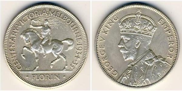 1 Florin Australien (1939 - ) Silber George V (1865-1936)