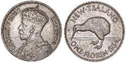 1 Florin Neuseeland Silber George V (1865-1936)