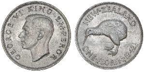 1 Florin Neuseeland Silber Georg VI (1895-1952)