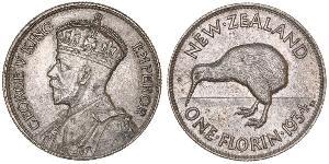 1 Florin Neuseeland Silber George V (1865-1936)