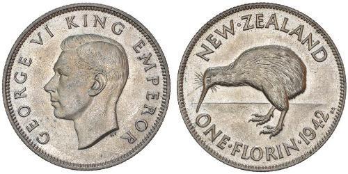 1 Florin Neuseeland Silber Georg VI (1895-1952)