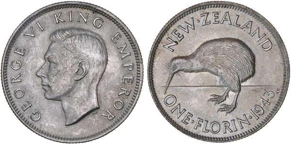 1 Florin Neuseeland Silber Georg VI (1895-1952)