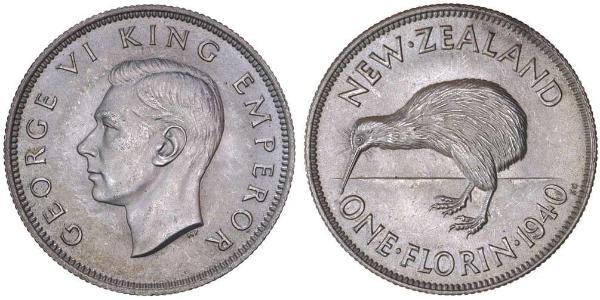 1 Florin Neuseeland Silber Georg VI (1895-1952)