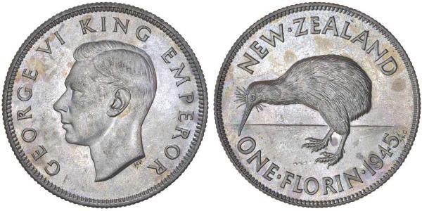 1 Florin Neuseeland Silber Georg VI (1895-1952)