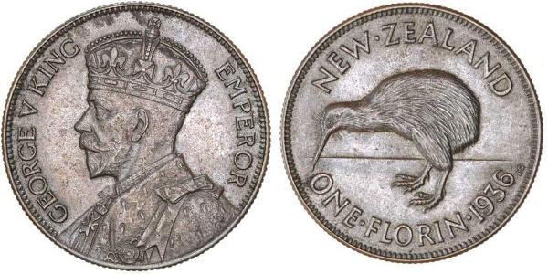 1 Florin Neuseeland Silber George V (1865-1936)
