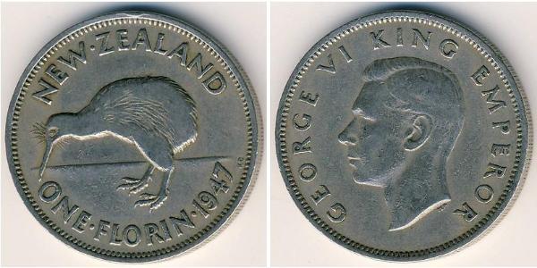 1 Florin Neuseeland Silber Georg VI (1895-1952)