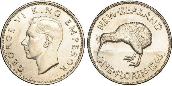 1 Florin Neuseeland Silber Georg VI (1895-1952)