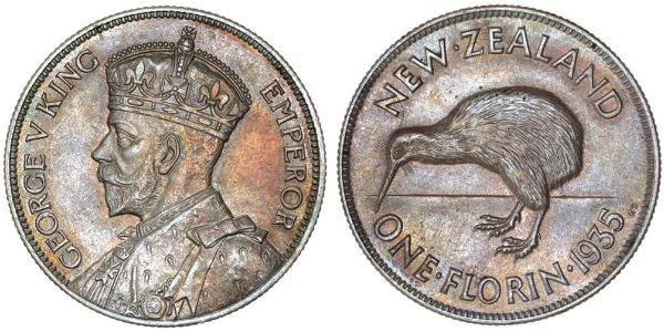 1 Florin Neuseeland Silber George V (1865-1936)