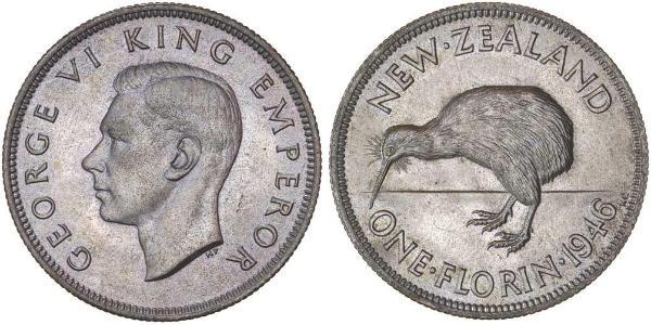 1 Florin Neuseeland Silber Georg VI (1895-1952)