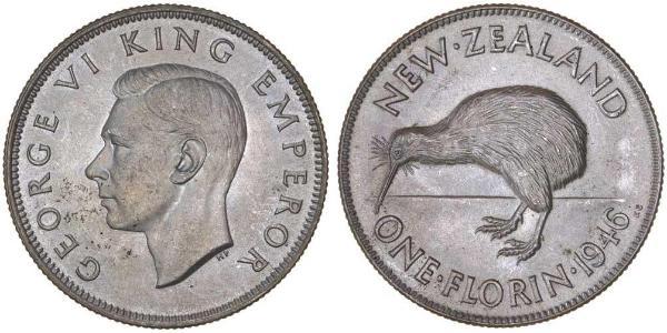 1 Florin Neuseeland Silber Georg VI (1895-1952)