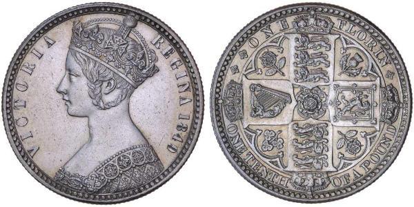 1 Florin Vereinigtes Königreich von Großbritannien und Irland (1801-1922) Silber Victoria (1819 - 1901)