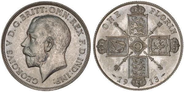 1 Florin Vereinigtes Königreich von Großbritannien und Irland (1801-1922) Silber George V (1865-1936)