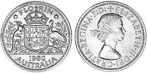 1 Florin Australia (1939 - ) Silver Elizabeth II (1926-2022)