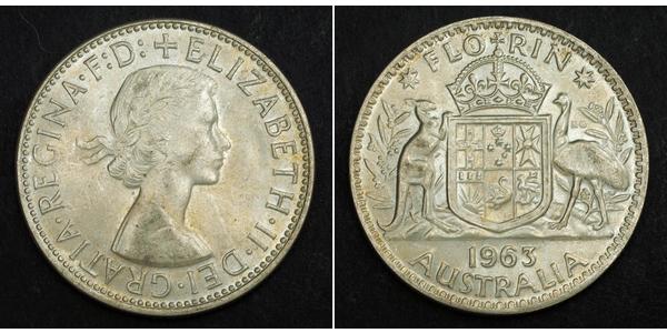 1 Florin Australia (1939 - ) Silver Elizabeth II (1926-2022)