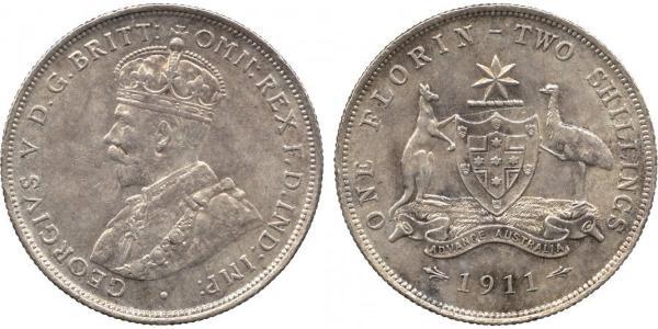 1 Florin Australia (1939 - ) Silver George V of the United Kingdom (1865-1936)