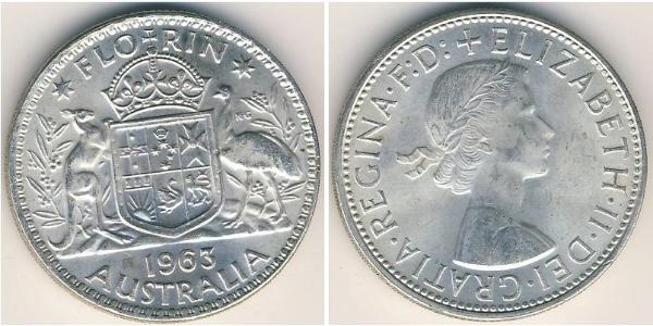 1 Florin Australia (1939 - ) Silver Elizabeth II (1926-2022)