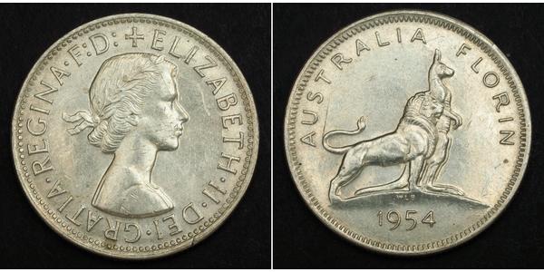 1 Florin Australia (1939 - ) Silver Elizabeth II (1926-2022)