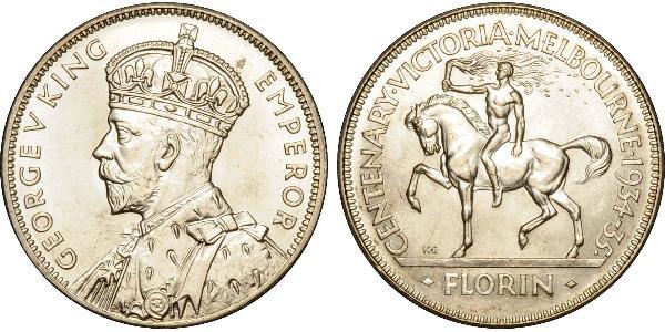 1 Florin Australia (1939 - ) Silver George V of the United Kingdom (1865-1936)