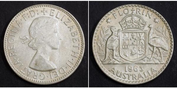 1 Florin Australia (1939 - ) Silver Elizabeth II (1926-2022)