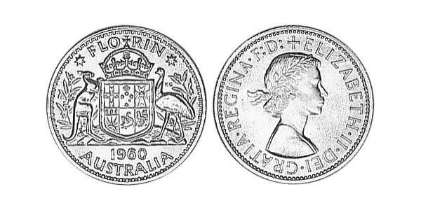 1 Florin Australia (1939 - ) Silver Elizabeth II (1926-2022)