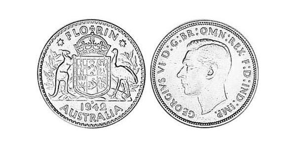 1 Florin Australia (1939 - ) Silver George VI (1895-1952)