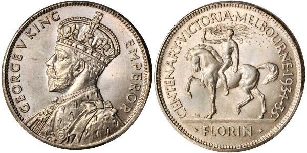 1 Florin Australia (1939 - ) Silver George V of the United Kingdom (1865-1936)