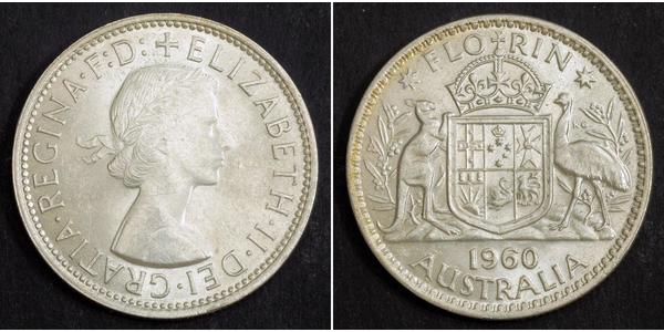 1 Florin Australia (1939 - ) Silver Elizabeth II (1926-2022)