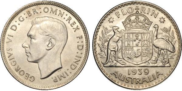 1 Florin Australia (1939 - ) Silver George VI (1895-1952)