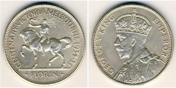 1 Florin Australia (1939 - ) Silver George V of the United Kingdom (1865-1936)