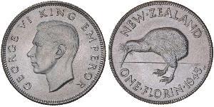 1 Florin New Zealand Silver George VI (1895-1952)