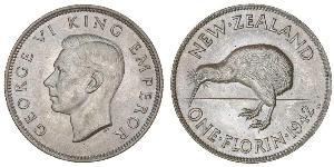 1 Florin New Zealand Silver George VI (1895-1952)