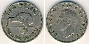 1 Florin New Zealand Silver George VI (1895-1952)