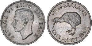 1 Florin New Zealand Silver George VI (1895-1952)