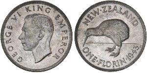 1 Florin New Zealand Silver George VI (1895-1952)