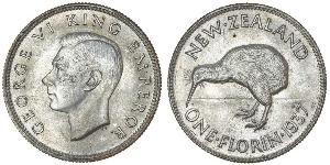 1 Florin New Zealand Silver George VI (1895-1952)