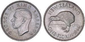 1 Florin New Zealand Silver George VI (1895-1952)