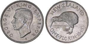 1 Florin New Zealand Silver George VI (1895-1952)