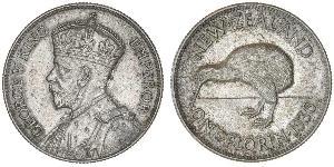 1 Florin New Zealand Silver George V of the United Kingdom (1865-1936)