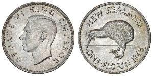 1 Florin New Zealand Silver George VI (1895-1952)