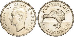 1 Florin New Zealand Silver George VI (1895-1952)