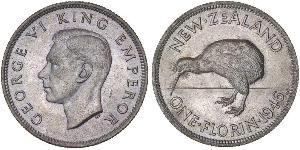 1 Florin New Zealand Silver George VI (1895-1952)