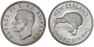 1 Florin New Zealand Silver George VI (1895-1952)