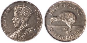 1 Florin New Zealand Silver George V of the United Kingdom (1865-1936)