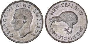 1 Florin New Zealand Silver George VI (1895-1952)