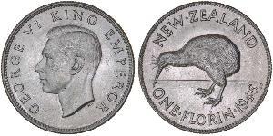 1 Florin New Zealand Silver George VI (1895-1952)