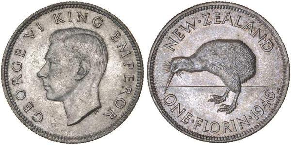 1 Florin New Zealand Silver George VI (1895-1952)