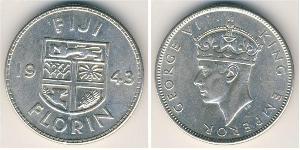 1 Florin Fiji 銀 乔治六世 (1895-1952)