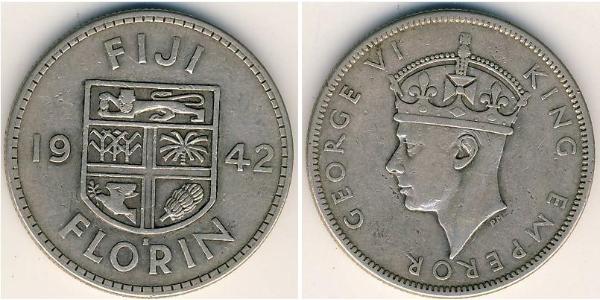 1 Florin Fiji 銀 乔治六世 (1895-1952)